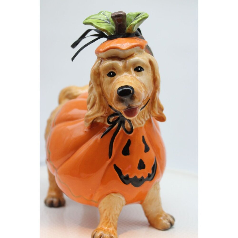 Blue Sky Clayworks Halloween Golden Retriever Pumpkin Costume Figurine